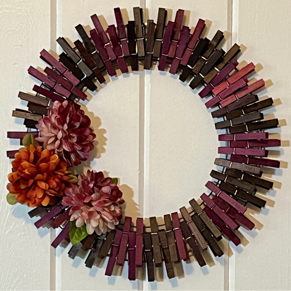 Elegant Burgundy and Brown Mum Wreath